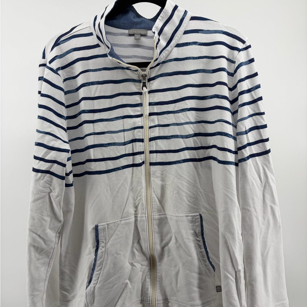 T‎ by Talbots Light Weight Stripe Jacket Women's Size X-Large Full Zip, Casual